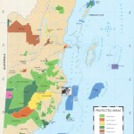 A detailed map showing the protected areas and forests of Belize.