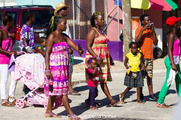 Garifuna Wearing Their Tradionally Colorful Attire During Settlement Day in Dangriga