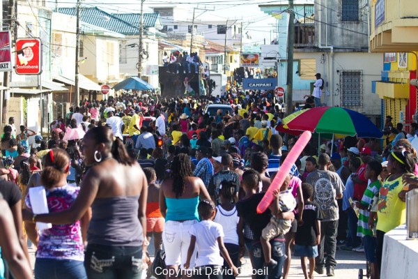 Dangriga's Main Street During the Annual Settlement Day Parade